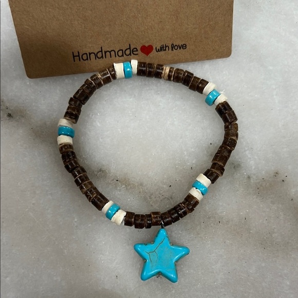 Handmade Star Charm Bracelet - Brown and Blue - Picture 2 of 3
